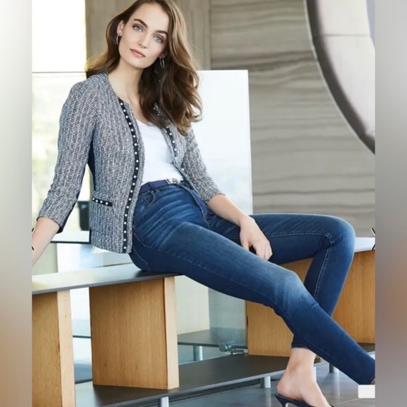 🔥NeW🔥 NWT White House Black Market Tweed & Faux Pearl Jacket - Sz 6 - Picture 6 of 16